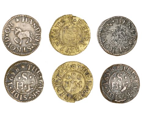 Southwark, Bankside, Henry Stiles, Farthing, 1666, 0.40g/6h (E 312; N 4744; BW. 136); Henry Stroud, Farthings, 1658 (2), read
