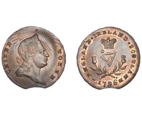 18th Century Tokens, LONDON, Thomas Spence series, mule Halfpenny, bust right, united token, rev. crowned harp and thistles, 