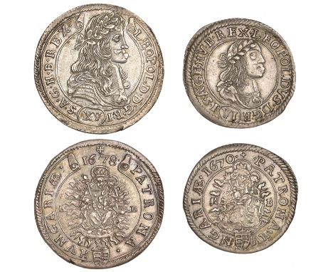 Hungary, Leopold I, 15 Krajczar, 1678, Kremnitz (Huszár 1425; KM. 175); 6 Krajczar, 1670, Kremnitz (Huszár 1450; KM. 164) [2]