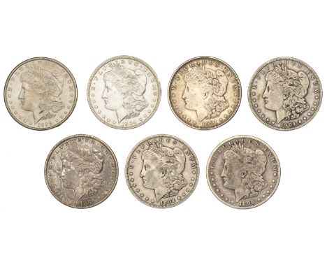 United States of America, Dollars (7), 1885, 1896o, 1898, 1904 (2), 1904o, 1921s [7]. Varied state, first cleaned £80-£100