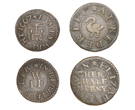 Rotherhithe, Rotherhithe, Elizabeth Swan, Halfpenny, 2.13g/6h (E 815; N 5022; BW. Surrey 284); James Wright, Farthing, 1667, 