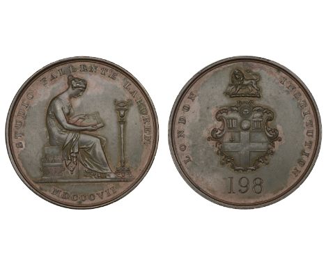 Clubs and Societies, FINSBURY CIRCUS, London Institution, 1807, copper, arms of the City, lion crest above, number (198) engr