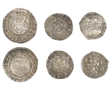 James I, Second coinage, Halfgroat, mm. lis, 0.97g/6h, Penny, mm. uncertain, 0.49g/1h (N 2104, 2106; S 2659, 2661); Charles I