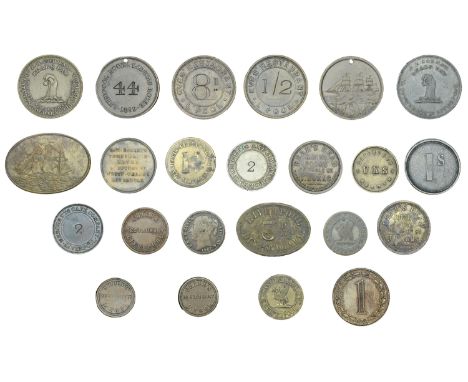 Miscellaneous Tokens and Checks, LANCASHIRE, Liverpool, Bear’s Head Dining Rooms, T. Downs, brass by Park (2), stamped 14d an