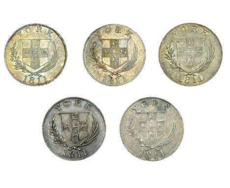 Yorkshire, York, Robert Cattle and James Barber, Shillings, 1811 (5), y on second leaf (2), 4.19g/12h (D 80), 4.29g/12h (D 82