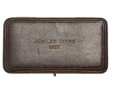 Coin case by Spink, 1887, suitable for Five Pounds, Two Pounds, Sovereigns (2), Half-Sovereigns (2), leather with maroon velv