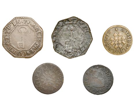Southwark, Borough High Street, Francis Prescott, octagonal Halfpence, 1669 (2), 3.15g/9h (E 501; N 4832a, this piece; BW. 77