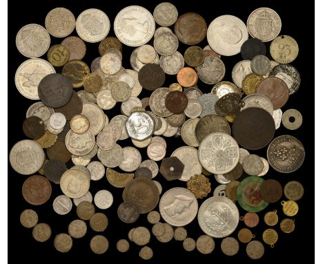 Miscellaneous, Coins of the World, tokens and jetons, in silver (42), base metal (106), other media (21) [169]. Varied state 