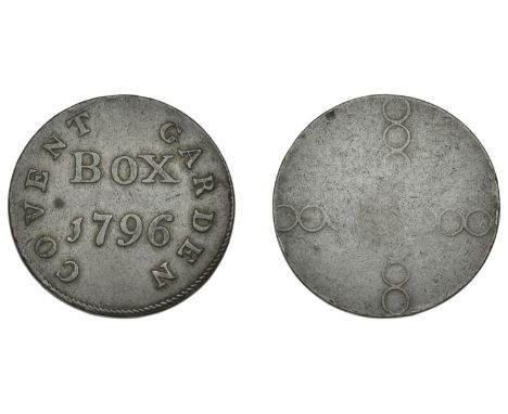 Theatre and Entertainment, COVENT GARDEN, Theatre Royal, First Theatre, 1796, copper, covent garden around box 1796, rev. cro