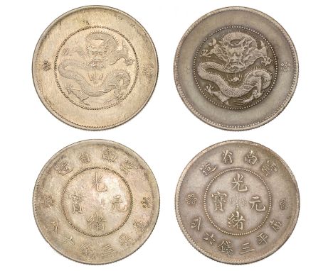 China, REPUBLIC, Yunnan, 50 Cents (2), both undated [1911-15] (L & M 422; KM. Y257, Y257.2) [2]. First cleaned otherwise extr