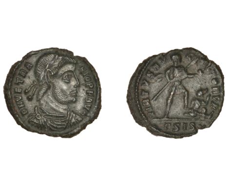 Roman Imperial Coinage, Vetranio, Half-Maiorina, Siscia, 350, laureate and cuirassed bust right, rev. Emperor advancing right