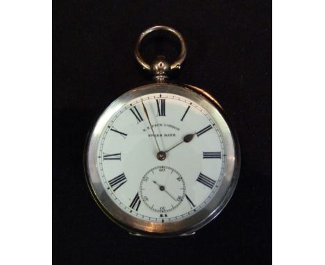 A 935 Silver Cased Pocket Watch, the enamel dial inscribed H.E. Peck