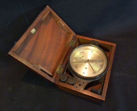 An Early Surveyor's Compass by Marratt, London, with silvered dial and within an original mahogany case
