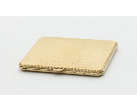A 9ct gold cigarette case, rectangular with engine-turned decoration, approximately 120gm