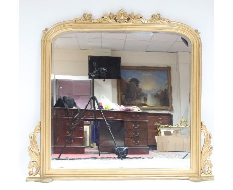 A large Victorian style overmantel mirror, 127cm x 140cm