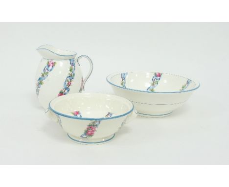 A Minton floral toilet jug, basin and bowl