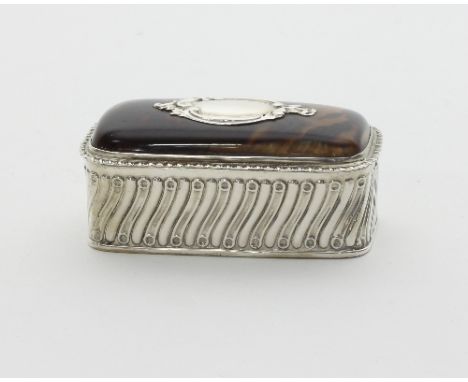 A Victorian silver and tortoiseshell trinket box, Birmingham 1892, the tortoiseshell cover centred by a silver cartouche, the