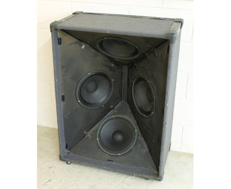 Modified Fender Bassman 100 speaker enclosure, re-covered and internally modified with an angled arrangement enclosing a set 
