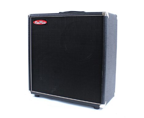 Red Plate guitar amplifier speaker cabinet, enclosing a pair of Celestion vintage 30 12" speakers