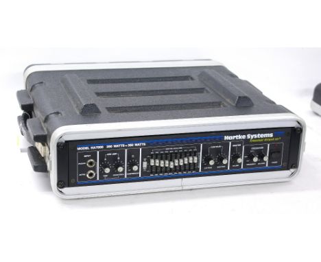 Hartke Systems Transient Attack Model HA7000 bass guitar amplifier rack within a rack flight case