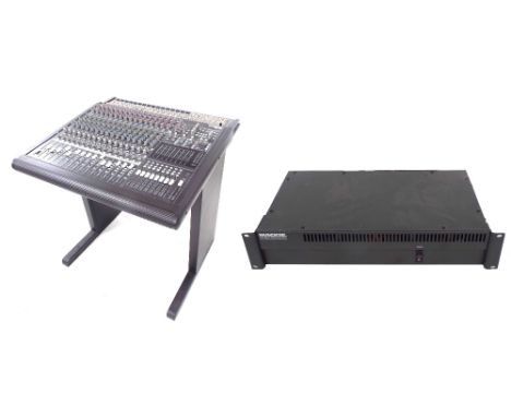 Mackie 16.8 mixing console, with power supply rack, bespoke stand and owner's manual