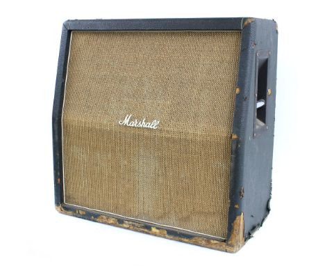 1967 Marshall 4 x 12 guitar amplifier speaker cabinet, made in England, ser. no. 25747, with basket weave front, fitted with 