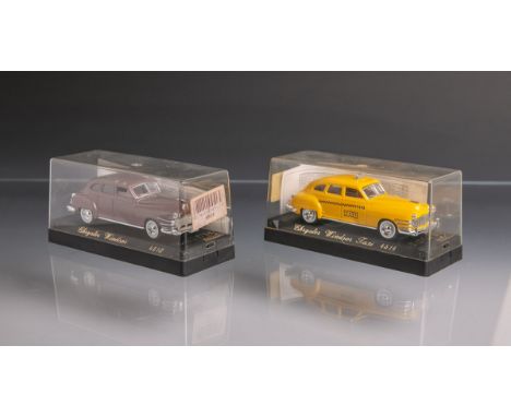 Konvolut von 2 Modellautos (L'age d'or solido), bestehend aus: 1x "Chrysler Windsor, 4513"u. 1x "Chrysler Windsor Taxi, 4514"