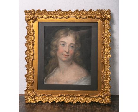 Unbekannter Künstler (wohl 18. Jh.), Portrait einer jungen Frau, Pastellkreide, ca. 33,5 x27 cm, PP, hinter Glas gerahmt. Bla