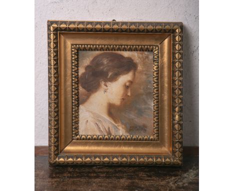 Coletti, Basilio wohl (1863 - 1944), seitliches Portrait einer jungen Dame, Öl/Malpappe,re. u. sign. "Coletti", ca. 13 x 11 c