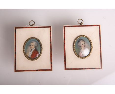 Unbekannter Künstler (wohl 20. Jh.), 2 Miniaturen, Öl/Elfenbein, 1x Portrait einer jungenDame, 1x Portrait eines jungen Manne