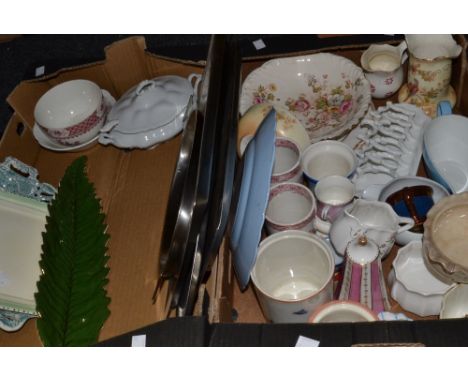 Household Goods -   flatware,  enamel coffee pot and beaker;  Crown Ducal;  a figural table lamp,  chrome toast rack;  etc (3