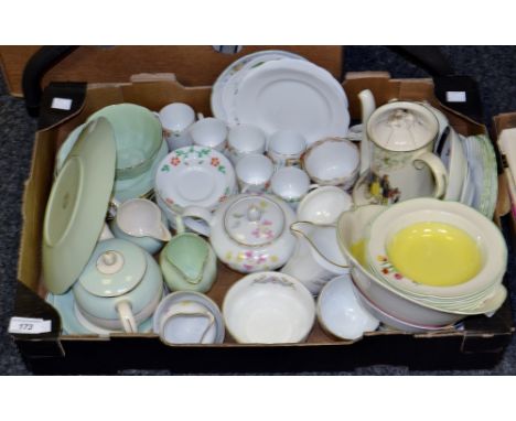 Teaware - a Johnson Bros part tea service, a Royal Doulton series ware coffee pot;  a jade green part tea service, a Shelley 