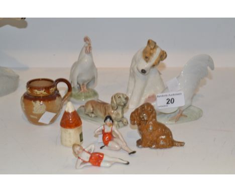 Decorative Ceramics - a Royal Copenhagen model of a Cockerel, another; a miniature Staffordshire saltglazed jug; a cold paint