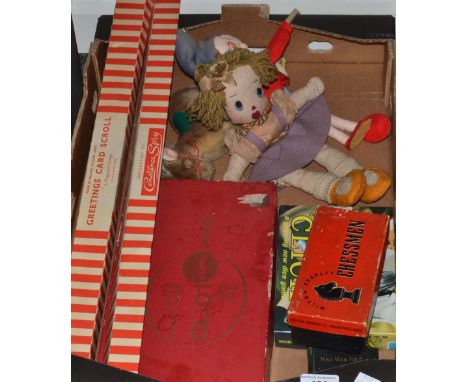 Toys and Juvenalia - A Chad Valley type stuffed Donkey; a stuffed Noddy, a Berwick Game De-luxe party lotto, boxed; Waddingto