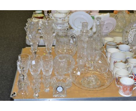 A harlequin  set of eight Waterford crystal champagne flutes; a set of six Waterford hobnail cut rummers; a Waterford crystal