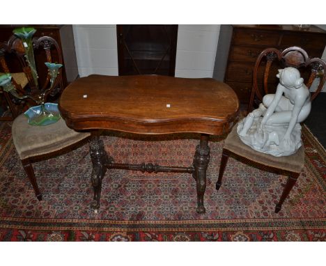 A Victorian mahogany shaped rectangular card table c.1870  