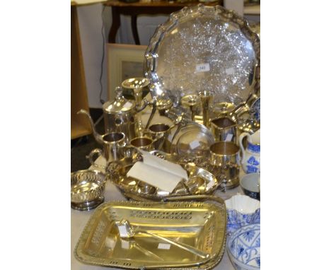 Silver and Silver Plated Ware - a four piece tea service;silver bud vase,Birmingham 1970, swing handled cake basket; napkin r