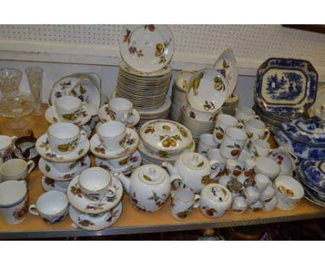 A comprehensive Royal Worcester Evesham pattern dinner service comprising of tureen and cover , circular bowl, various shaped