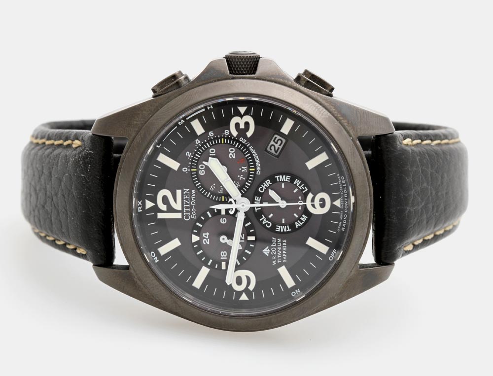 Citizen Herrenuhr Promaster Eco Drive Chronograph Titan Geschwarzt Ref Gn 4w S 12g Quarz