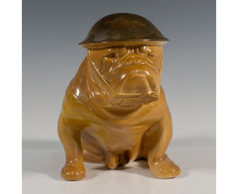 Large bulldog wearing a helmet and haversack. This piece was based on a character by Captain (Charles) Bruce Bairnsfather, wh