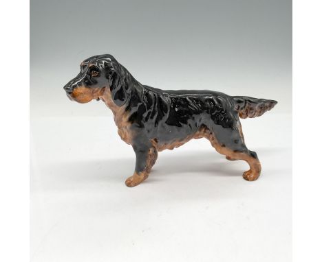 Hand painted, glossy medium sized breed has a dark brown coat with a light brown underbody. Royal Doulton backstamp. Artist: 