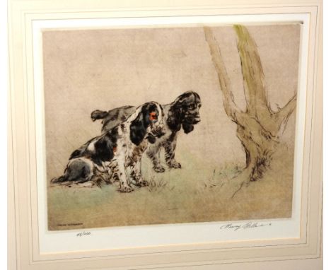 Henry Wilkinson (b.1921-2011)
'Cocker Spaniels'
Hand coloured copper plate etching, sined in pencil 48/250, 32 x 27cm