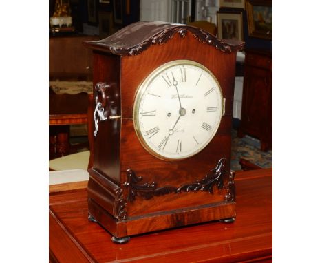 An early 19th century mahogany bracket clock by WH Anderson Huntly, with striking bell movement, white circular enamel dial, 