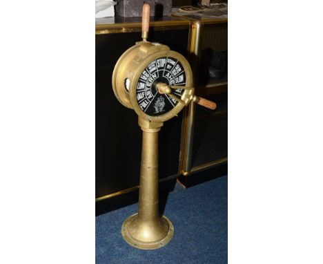 A reproduction ships engine room telegram, mounted in brass, 98cm high