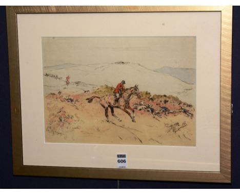 Tom Carr
'On the Hills'
Hand coloured etching, 23 x 33cm