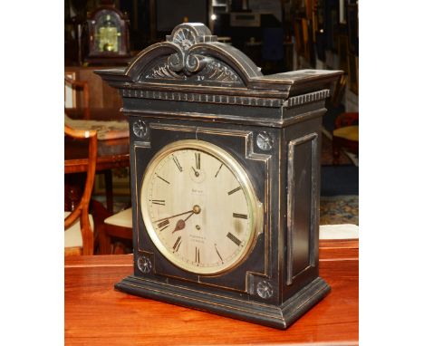 A 19th century ebonised bracket clock by Dent, London, with silvered dial, subsidiary fast flow dial and Roman numerals, 44cm