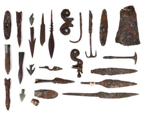 Germany, a collection of iron and bronze spear heads, axe heads and utensils, Bronze Age and later periods. various sizes Pro