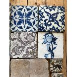 Collection of polychrome painted tiles, 17th - 19th century;