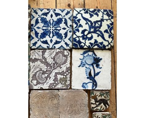 Collection of polychrome painted tiles, 17th - 19th century; Herewith some Delftware tiles. De Wilma en Max Schuhmacher colle