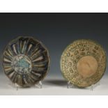 Persia, two decorated pottery bowls, 17-18th century,